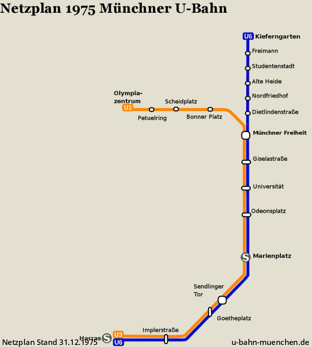 Netz im Wandel der Zeit - U-Bahn München