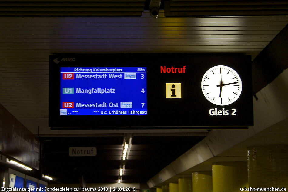 UBahn München Zugzielanzeiger