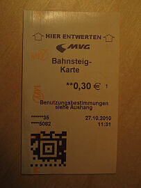 Barcode auf den Fahrkarten