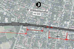 Lageplan des geplanten U-Bahnhofs Baumschule Laim