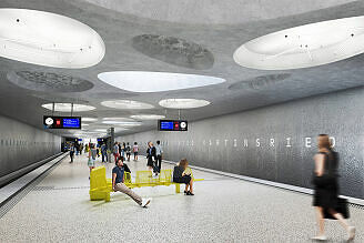 Rendering des geplanten U-Bahnhofs Martinsried