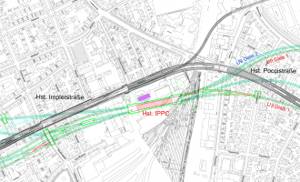 Lageplan U-Bahnhof Impler-/Poccistraße aus der vertieften Machbarkeitsplanung U9