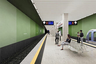 Visualisierung der Neugestaltung 2025 des U-Bahnhofs Karl-Preis-Platz