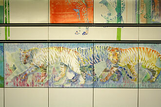Wandbilder von Ricarda Dietz im U-Bahnhof Thalkirchen