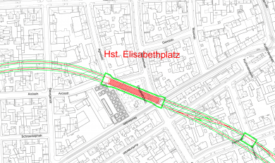 Lageplan Elisabethplatz aus der vertieften Machbarkeitsplanung U9 Lageplan Elisabethplatz aus der vertieften Machbarkeitsplanung U9