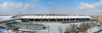 U-Bahnhof Fröttmaning mit Teilen des Betriebshof Nord