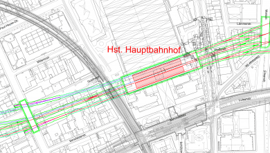 Lageplan Hauptbahnhof (U9) aus der vertieften Machbarkeitsplanung U9 Lageplan Hauptbahnhof (U9) aus der vertieften Machbarkeitsplanung U9