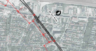 Lageplan des geplanten U-Bahnhofs Am Knie