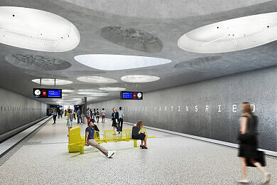 Rendering des geplanten U-Bahnhofs Martinsried Rendering des geplanten U-Bahnhofs Martinsried