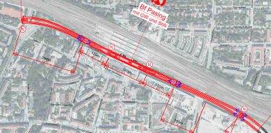 Lageplan des geplanten U-Bahnhofs Pasing