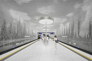 Visualisierung des künftigen U-Bahnhofs Baumschule Laim Visualisierung des künftigen U-Bahnhofs Baumschule Laim