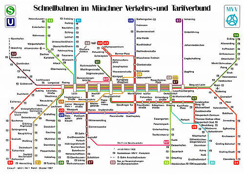 Schnellbahnnetzplan Oktober 1987