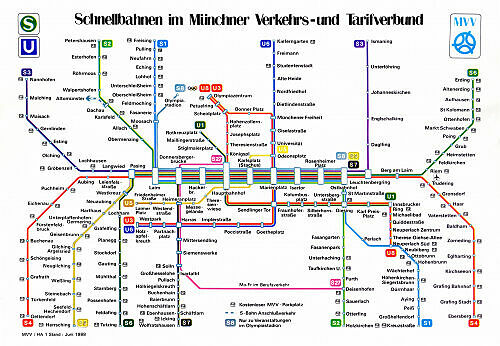 Schnellbahnnetzplan Juni 1988