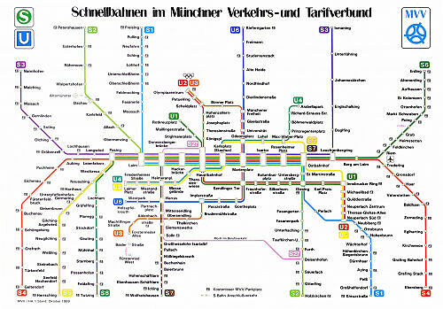 Schnellbahnnetzplan Oktober 1989