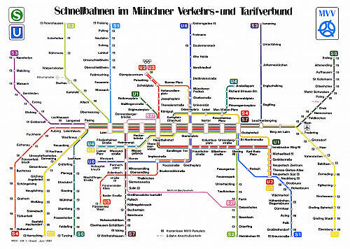 Schnellbahnnetzplan Juni 1991