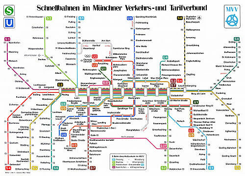 Schnellbahnnetzplan Mai 1992