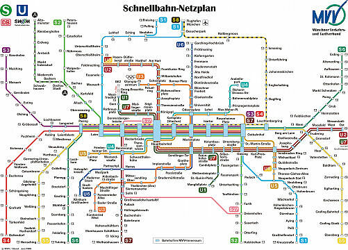 Schnellbahnnetzplan Juni 1999