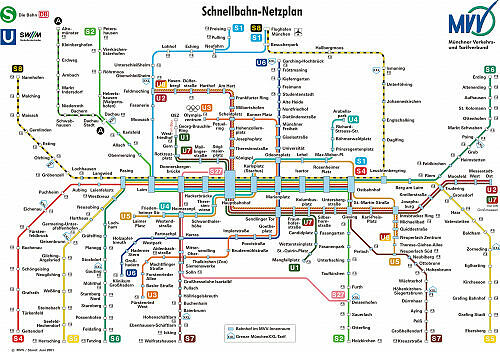 Schnellbahnnetzplan Juni 2001
