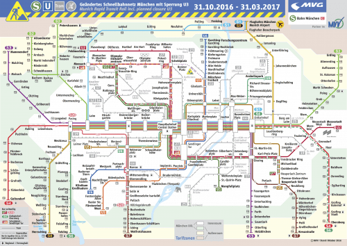 Schnellbahnnetzplan 31.10.2016-31.03.2017 zur U3-Baustelle