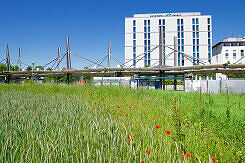 U-Bahnhof Garching-Hochbrück (von Osten gesehen)