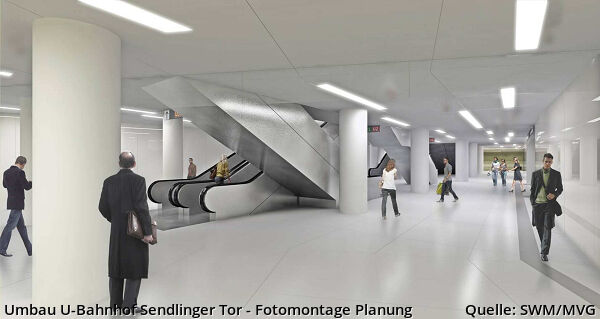 Umbau U-Bahnhof Sendlinger Tor - Fotomontage Planung