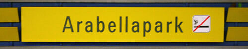Stationsschild U-Bahnhof Arabellapark Stationsschild U-Bahnhof Arabellapark
