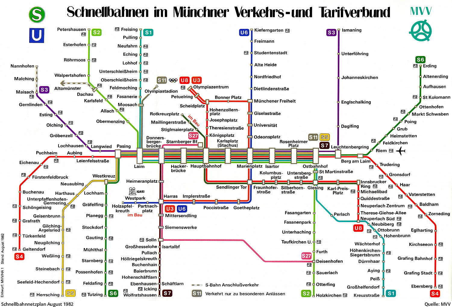 Pläne des MVV-Schnellbahnnetzes von 1972 bis heute - U ...
