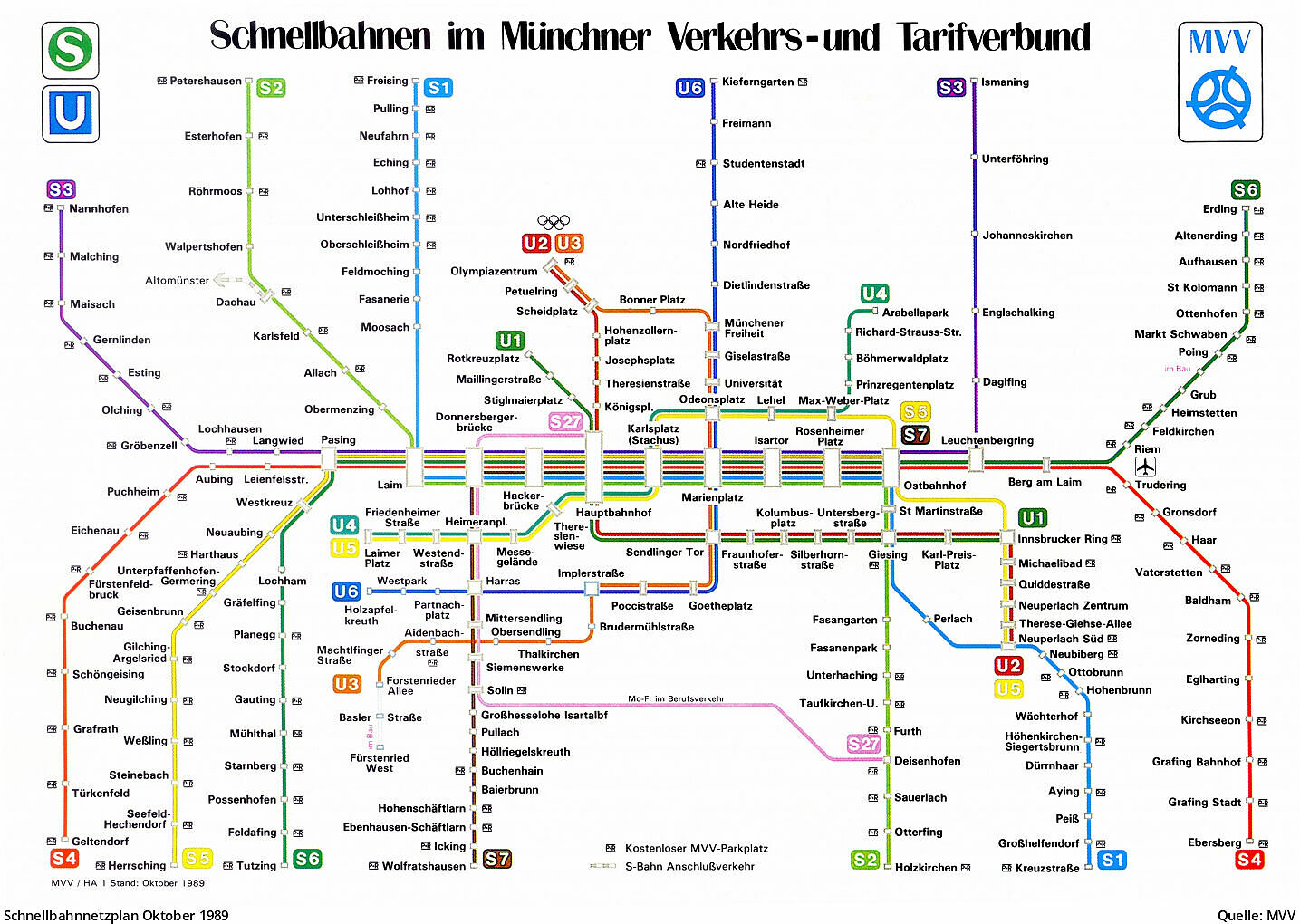 U-Bahn München - Schnellbahnnetz von 1972 bis heute