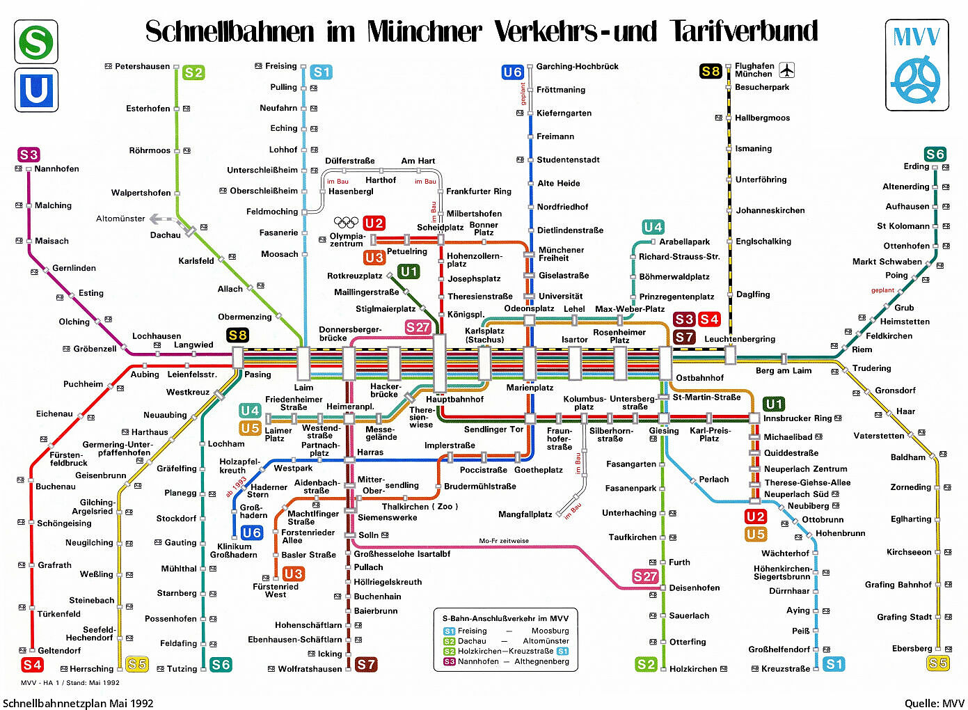 U-Bahn München - Schnellbahnnetz von 1972 bis heute