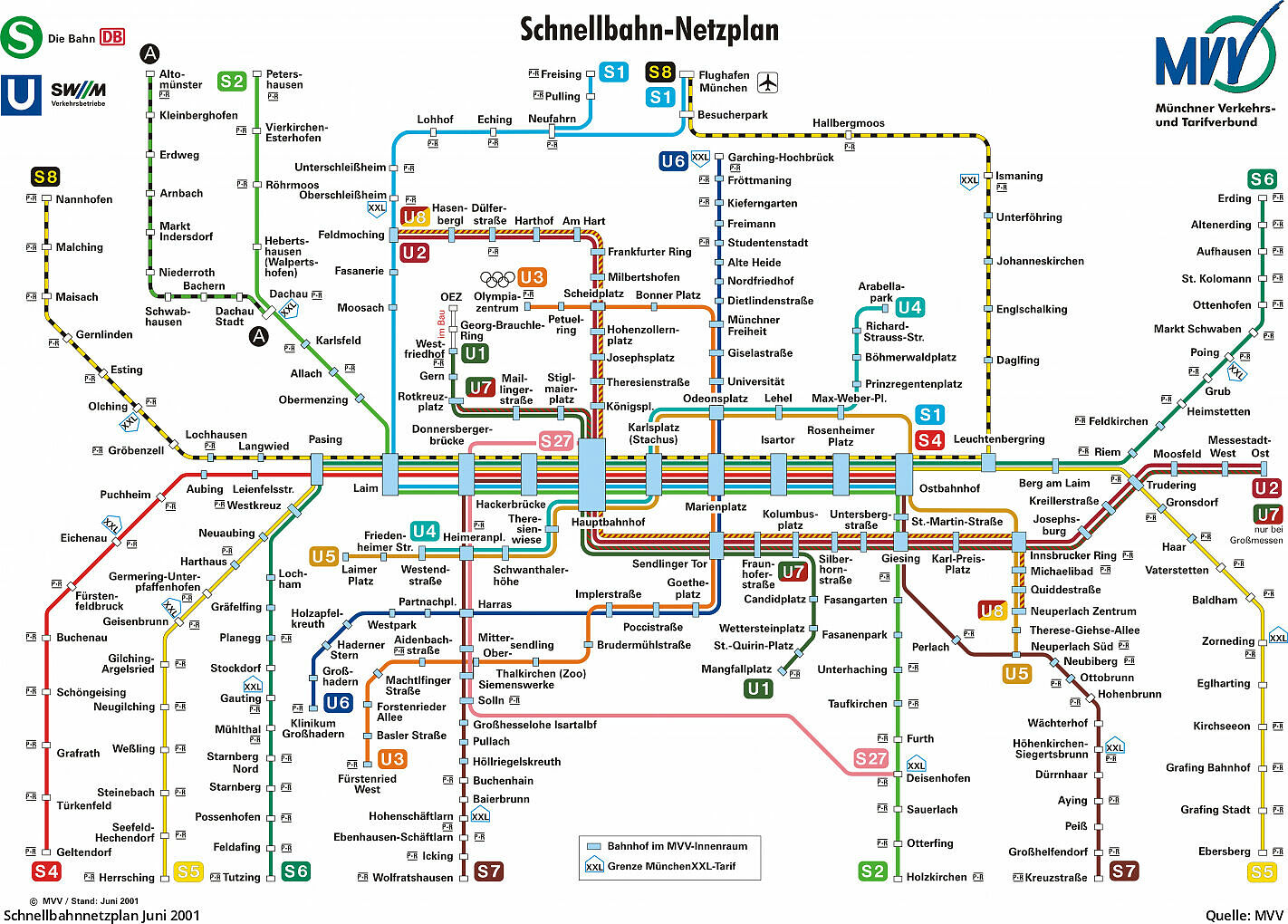 U-Bahn München - Schnellbahnnetz von 1972 bis heute