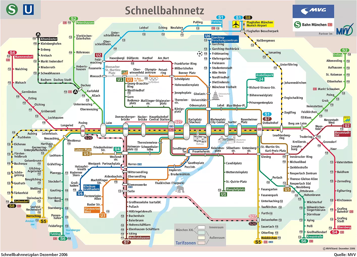 Plane Des Mvv Schnellbahnnetzes Von 1972 Bis Heute U Bahn Munchen