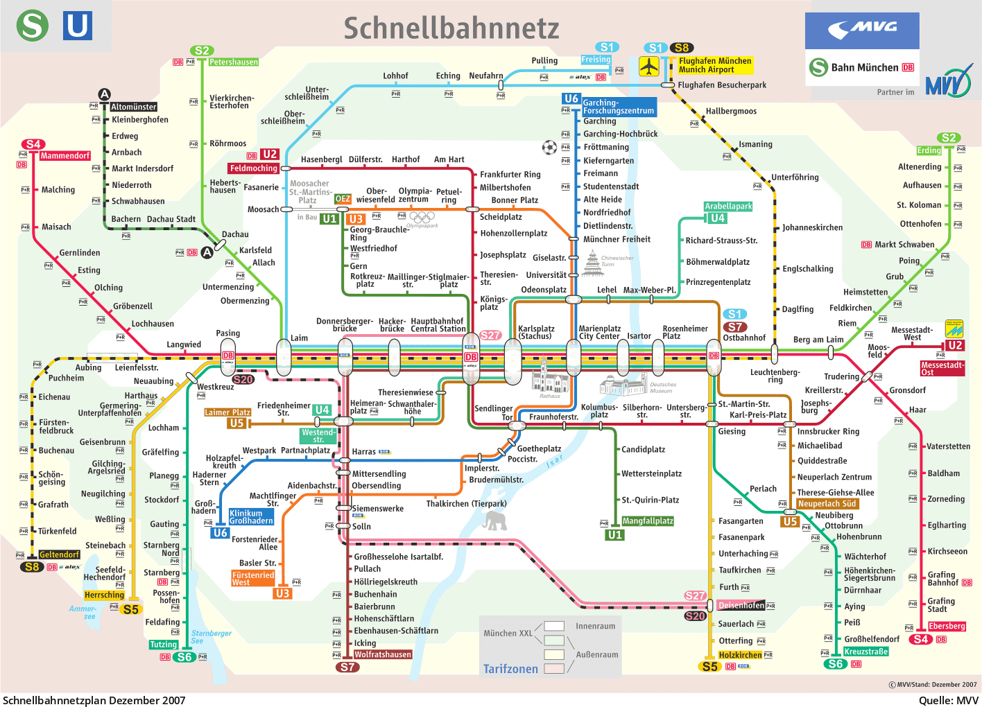 Schnellbahnnetzplan Dezember 2007