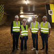 Tunnel-Durchstich: Abteilungsleiter U-Bahn-/Tunnelbau Reiter, Baureferentin Ehbauer, OB Krause, Hauptabteilungsleiter Kressierer