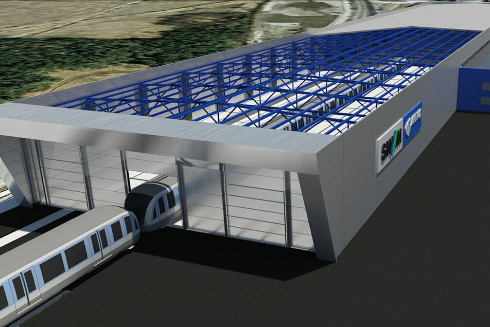 Simulation der geplanten neuen Wartungshalle im Betriebshof Nord