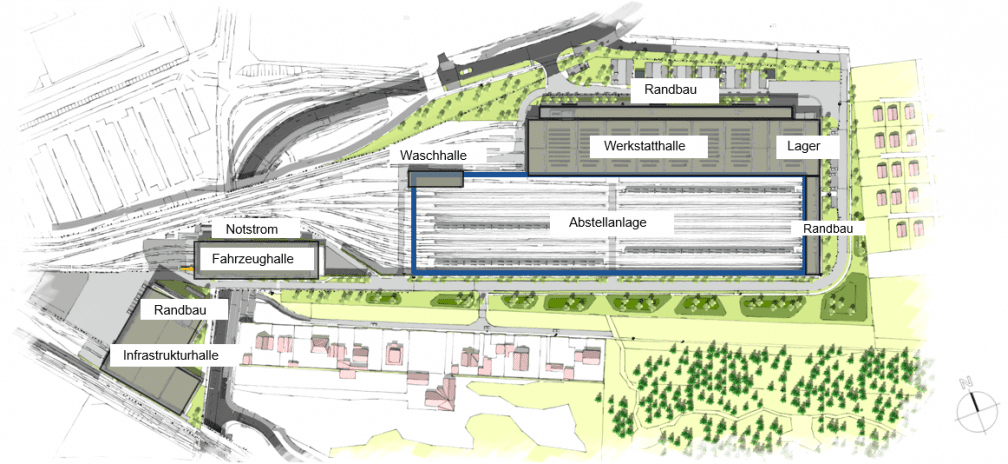 Geplante Bauwerke im Betriebshof Süd