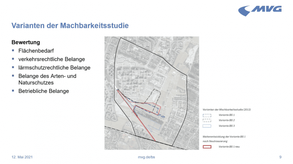 Planvarianten zum Betriebshof Süd in Neuperlach